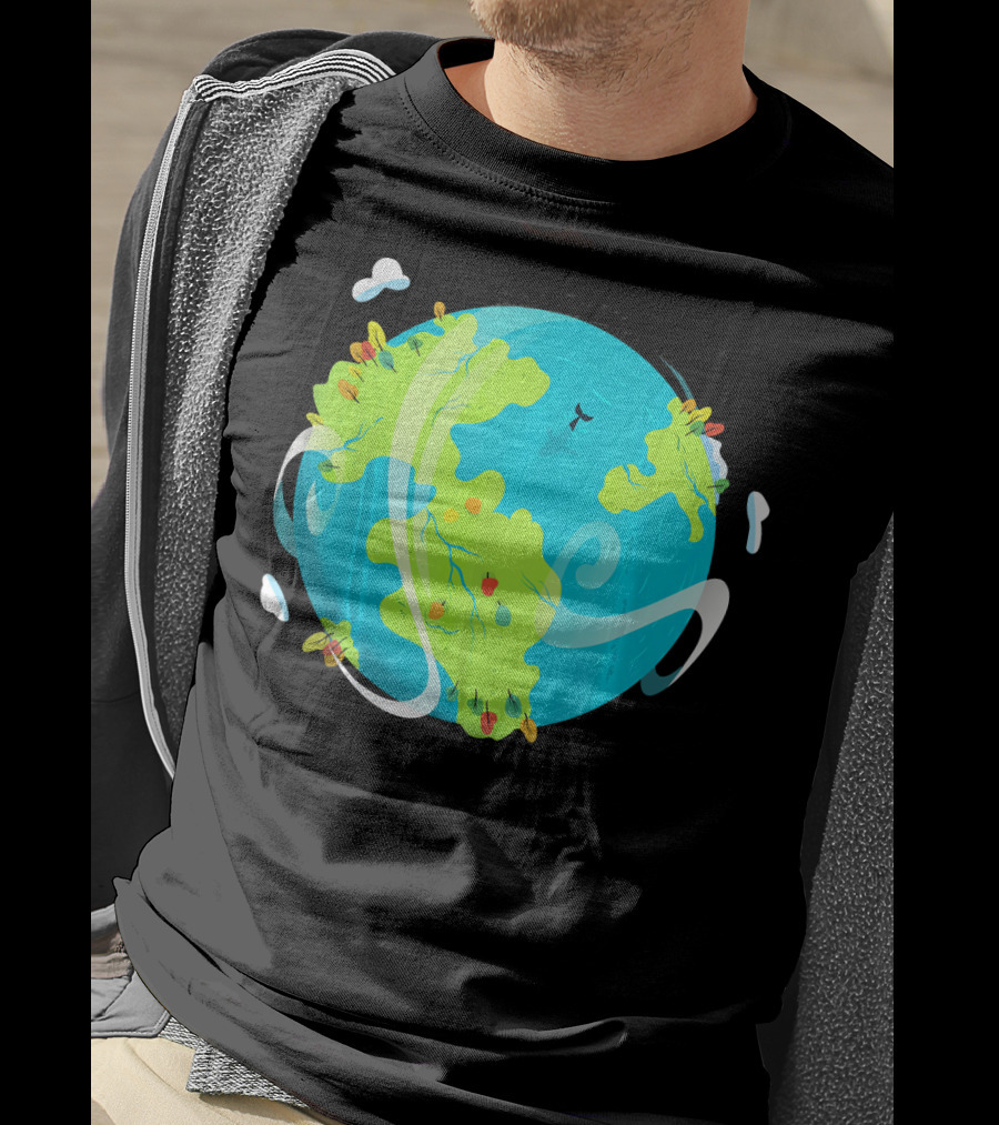 Earth Day Mother Planet Tree Dolphin Scenic Globe T-Shirt