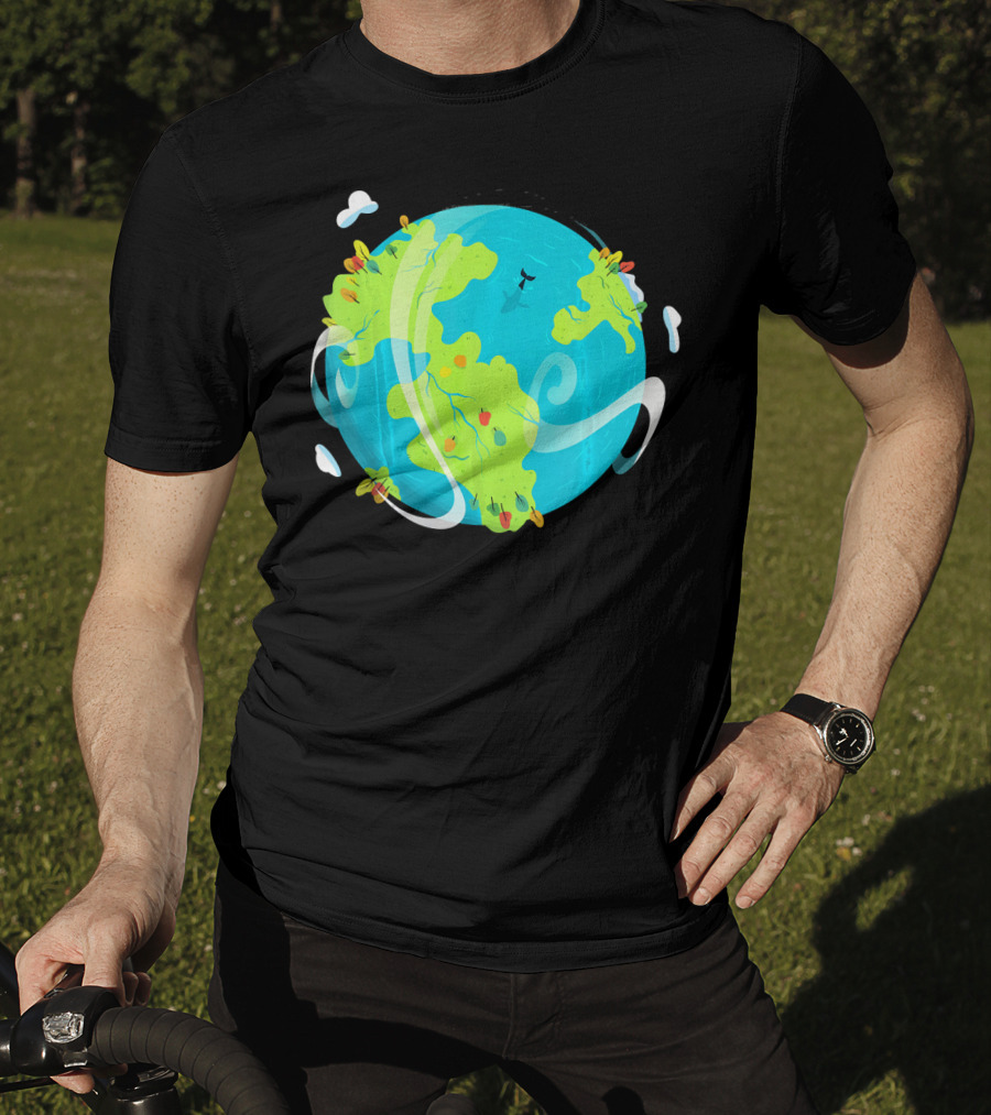 Earth Day Mother Planet Tree Dolphin Scenic Globe T-Shirt