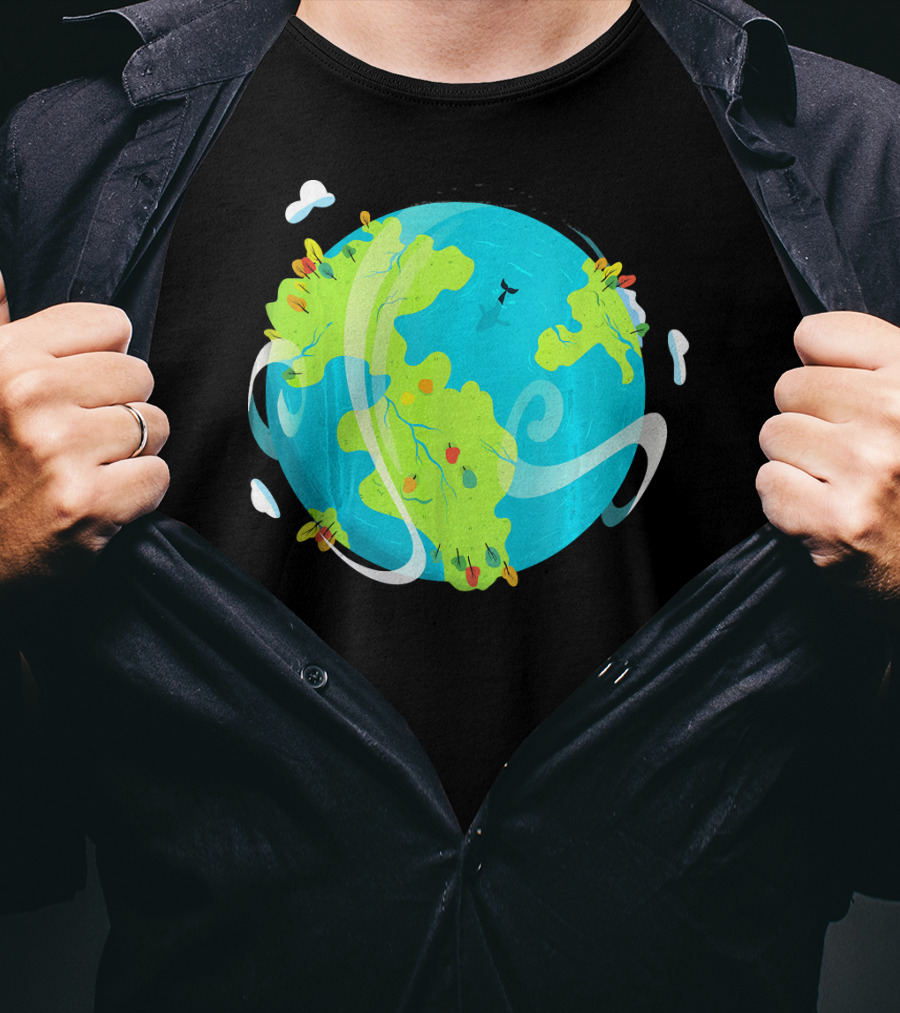Earth Day Mother Planet Tree Dolphin Scenic Globe T-Shirt
