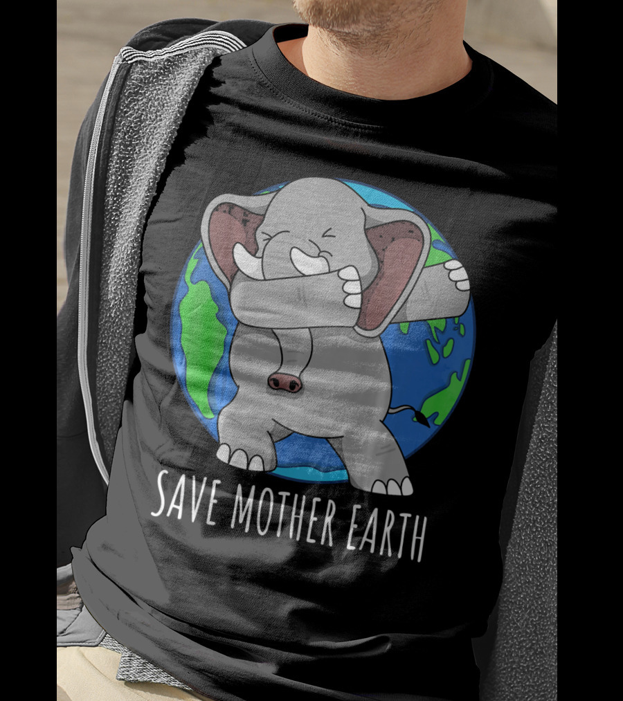 Save Mother Earth Elephant Dabbing On Earth Day T-Shirt