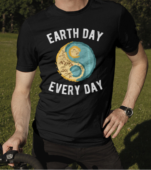 Earth Day Every Day Yin Yang Yog Nature Elements T-Shirt