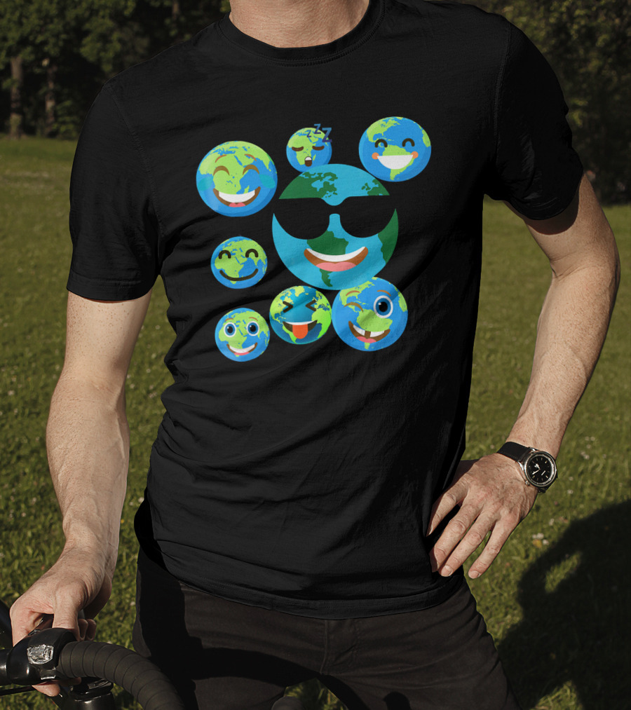 Cute Earth Emoji Smileys Emotion Faces T-Shirt