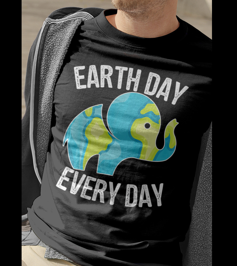 Earth Day Every Day Elephant Vintage Earth T-Shirt
