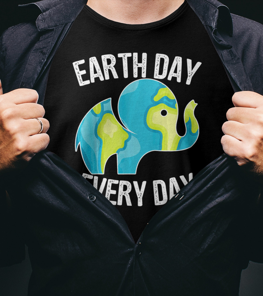 Earth Day Every Day Elephant Vintage Earth T-Shirt