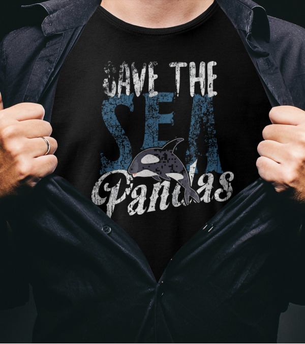 Save The Sea Pandas Orca Conservation Message T-Shirt