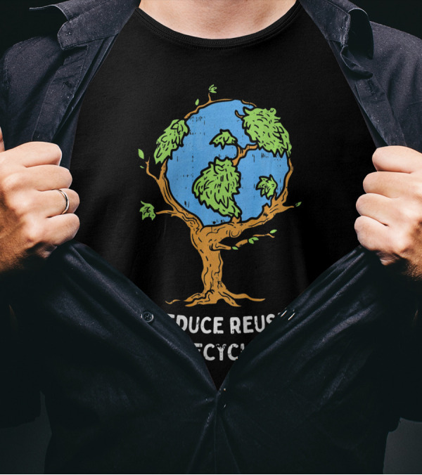 Reduce Reuse Recycle Earth Day Tree Planet T-Shirt