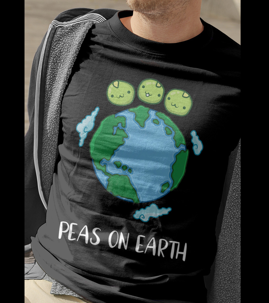 Peas On Earth Funny Peace Globe Cartoon T-Shirt