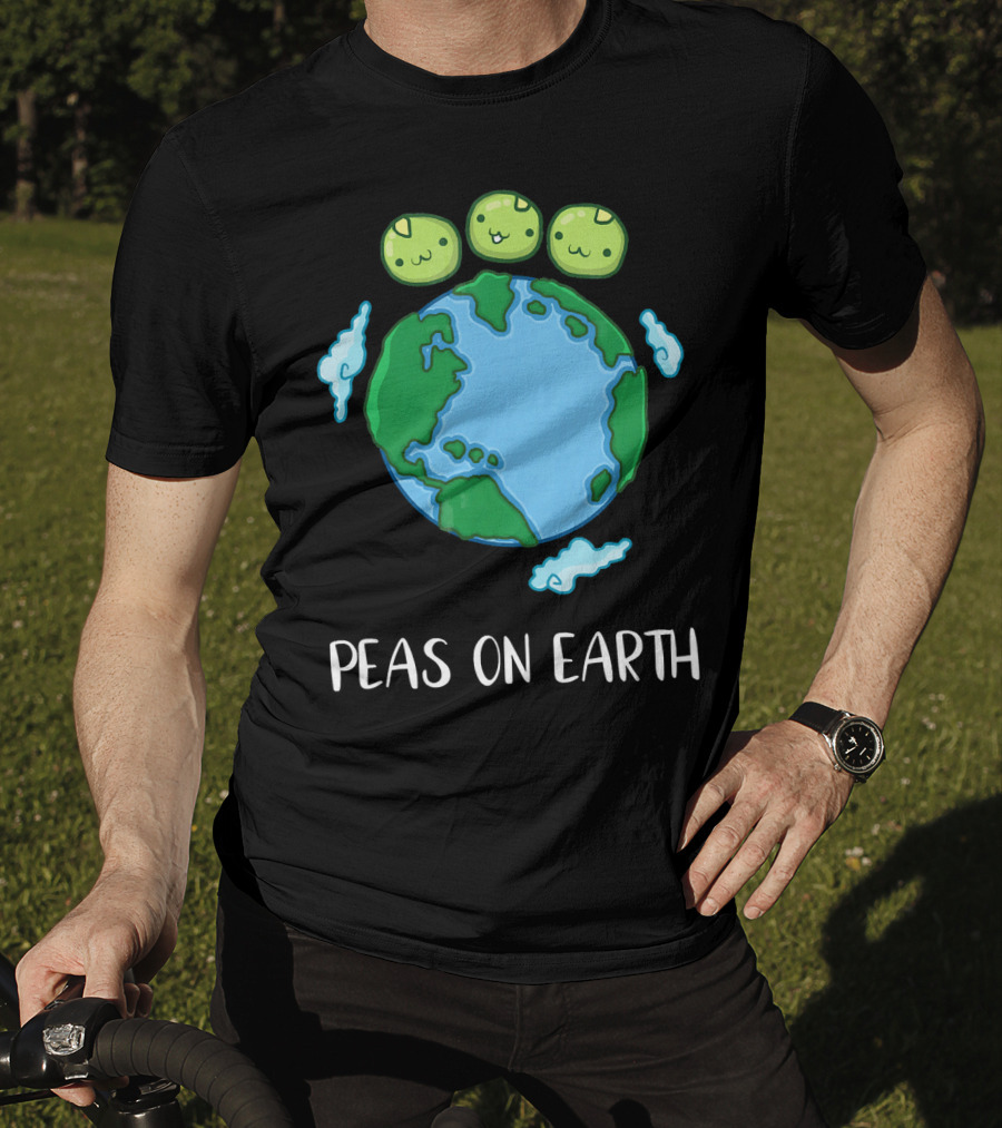 Peas On Earth Funny Peace Globe Cartoon T-Shirt