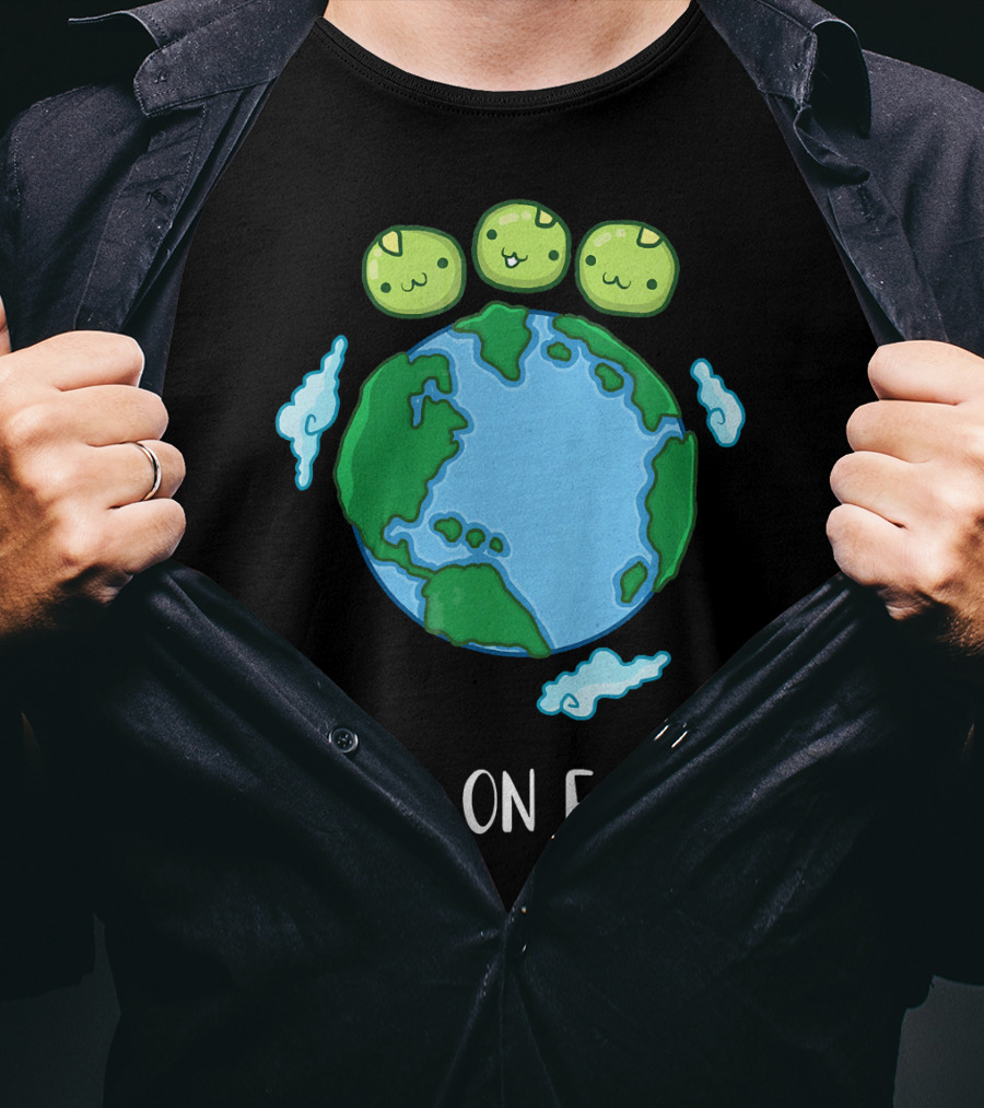 Peas On Earth Funny Peace Globe Cartoon T-Shirt