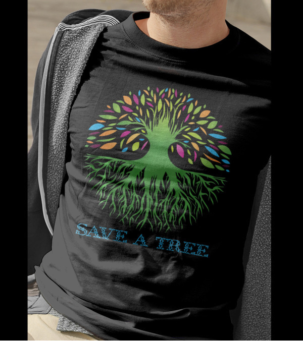 Save A Tree Hippy Protect Forest Woods Colorful Tree Roots T-Shirt