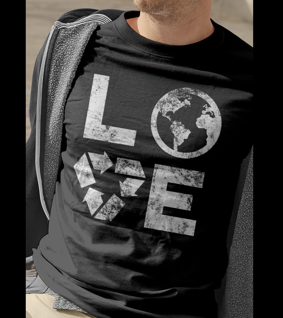 Love Earth Day Globe Recycle Typography T-Shirt