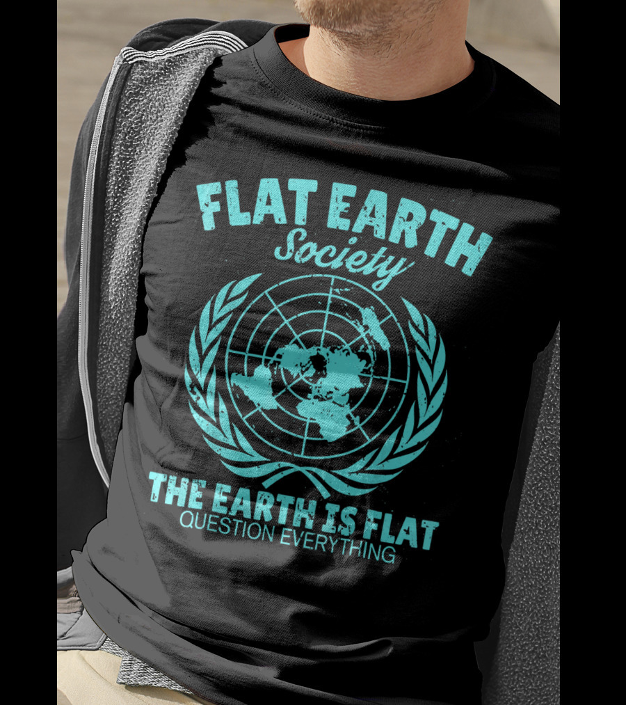 Flat Earth Society Baby Blue Retro Vintage Earth Is Flat Question Everything T-Shirt
