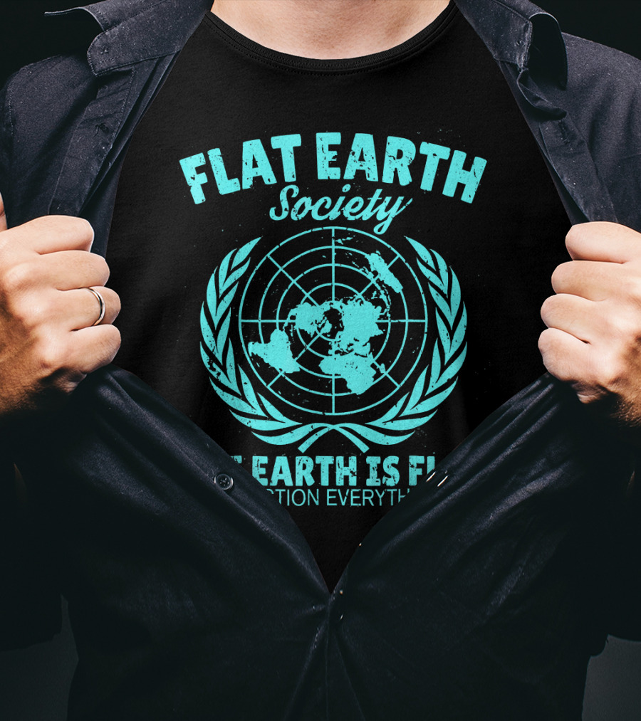 Flat Earth Society Baby Blue Retro Vintage Earth Is Flat Question Everything T-Shirt