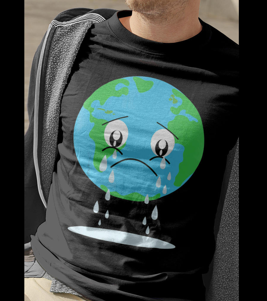 Sad Earth Crying Environmental Green Planet T-Shirt