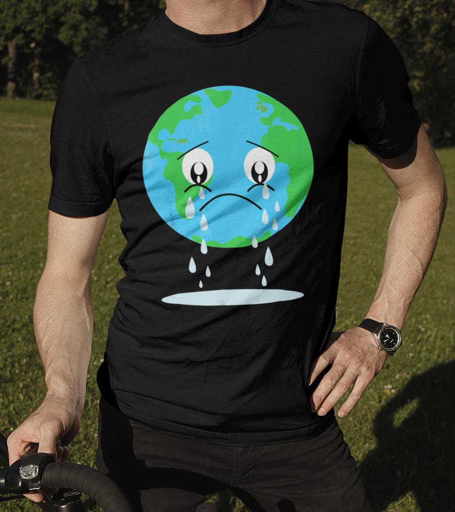 Sad Earth Crying Environmental Green Planet T-Shirt