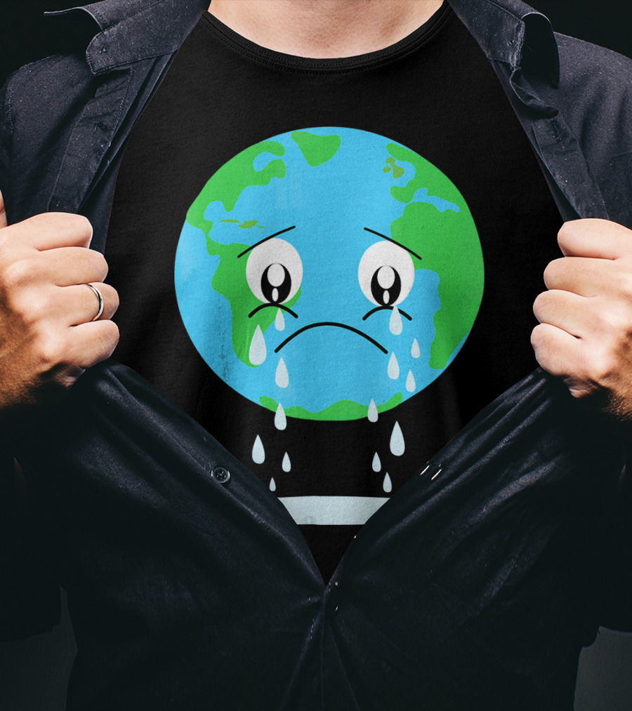 Sad Earth Crying Environmental Green Planet T-Shirt