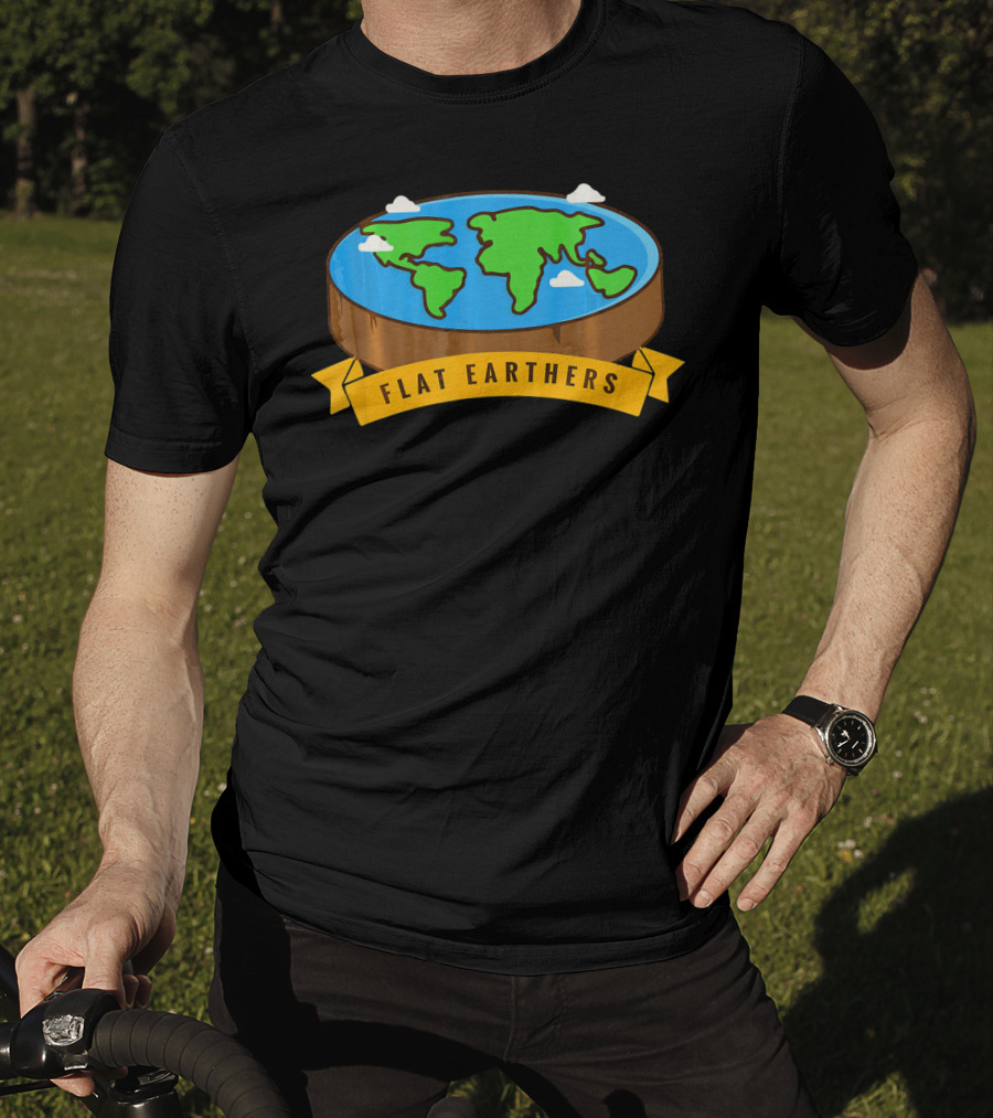 Flat Earthers Flat Earth Society Earth Disc Banner T-Shirt