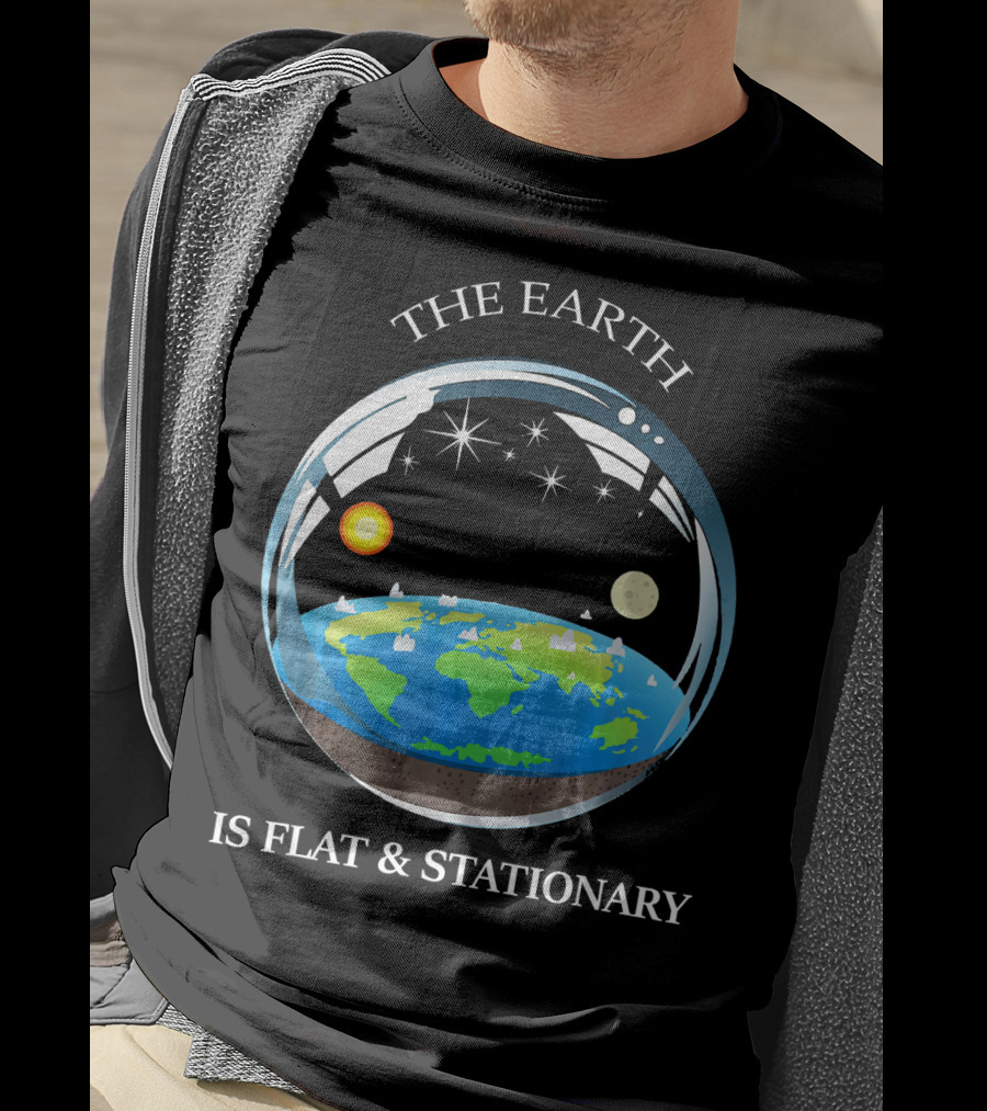 The Earth Is Flat And Stationary With Sun Moon And Stars T-Shirt