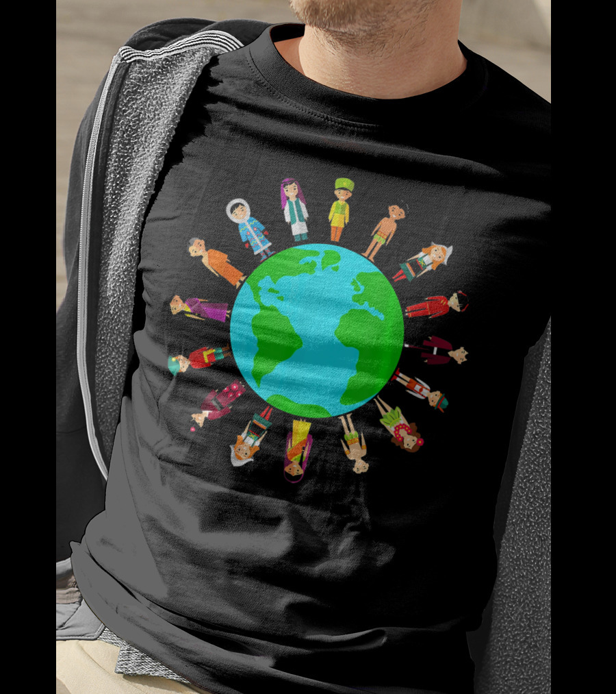 Happy Earth Day Global Unity With Diverse People Around The World T-Shirt