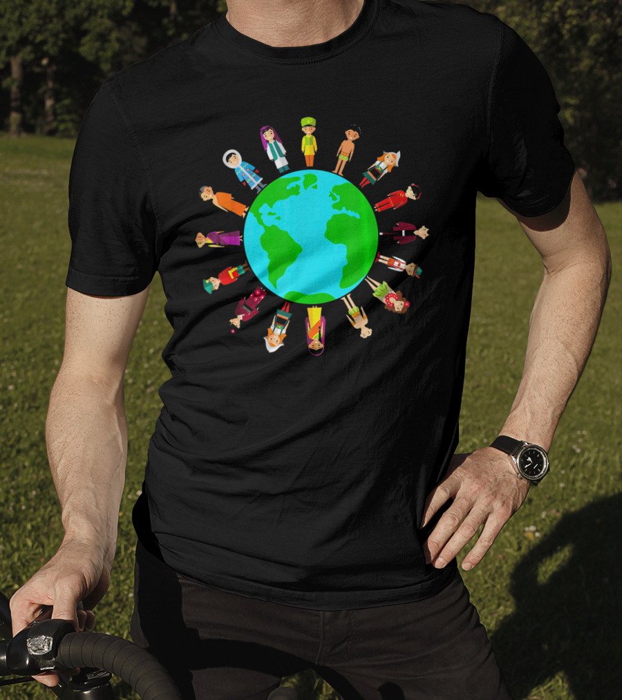 Happy Earth Day Global Unity With Diverse People Around The World T-Shirt