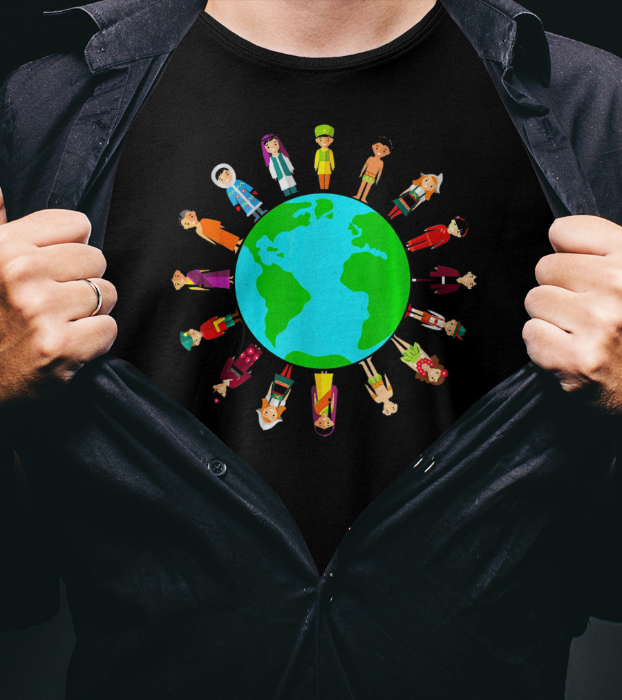 Happy Earth Day Global Unity With Diverse People Around The World T-Shirt