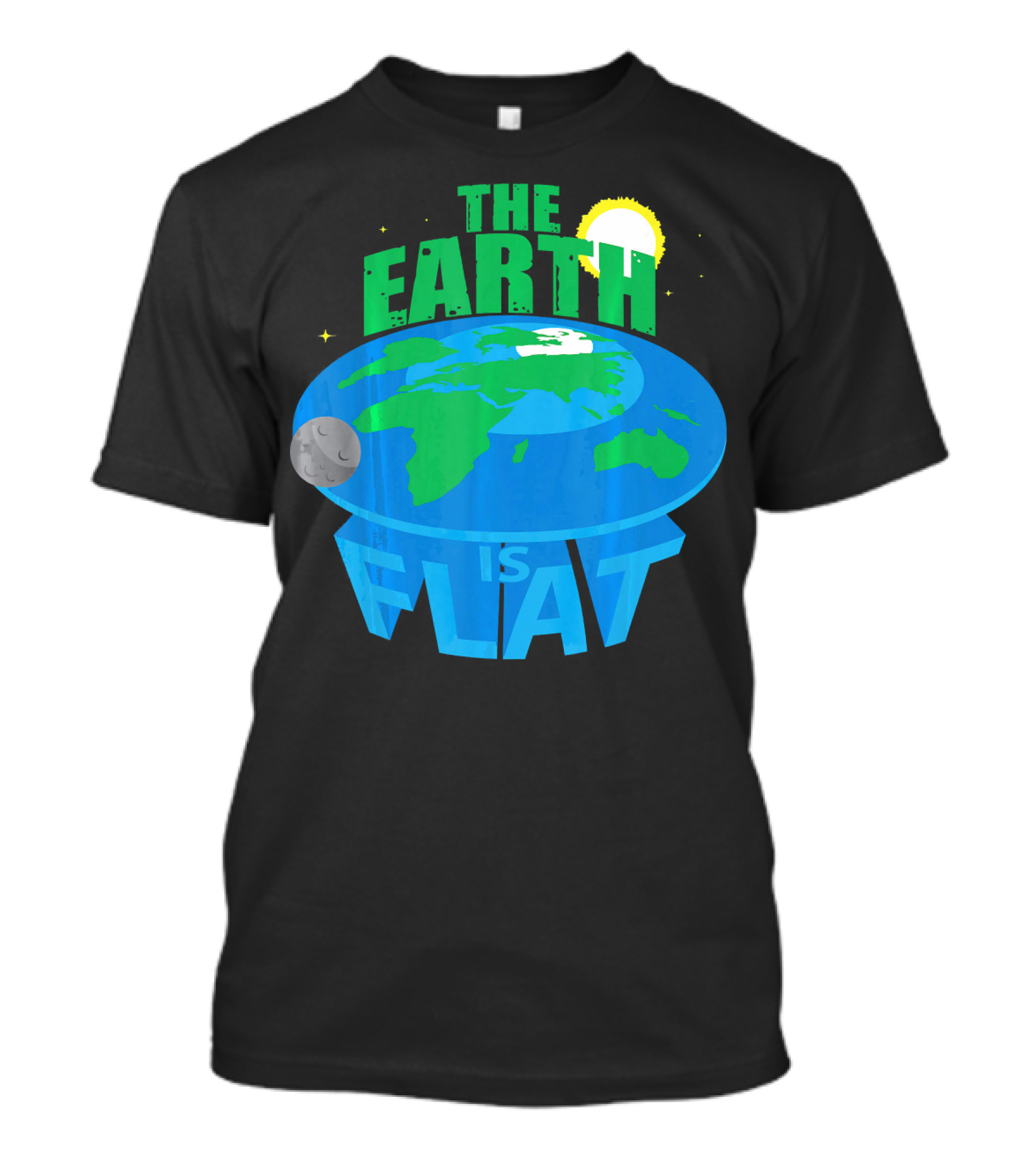 The Earth Is Flat Moon Sun Stars T-Shirt