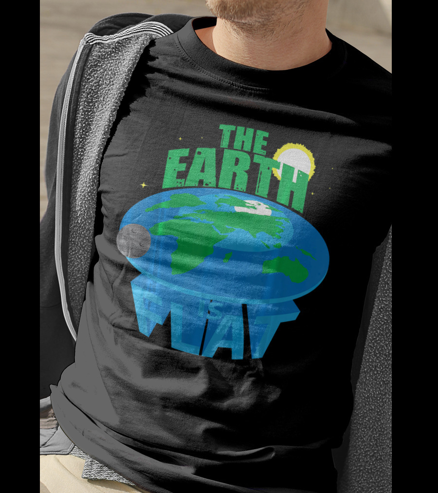 The Earth Is Flat Moon Sun Stars T-Shirt