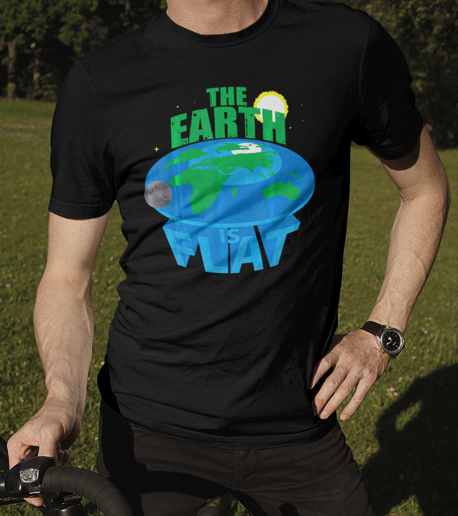 The Earth Is Flat Moon Sun Stars T-Shirt