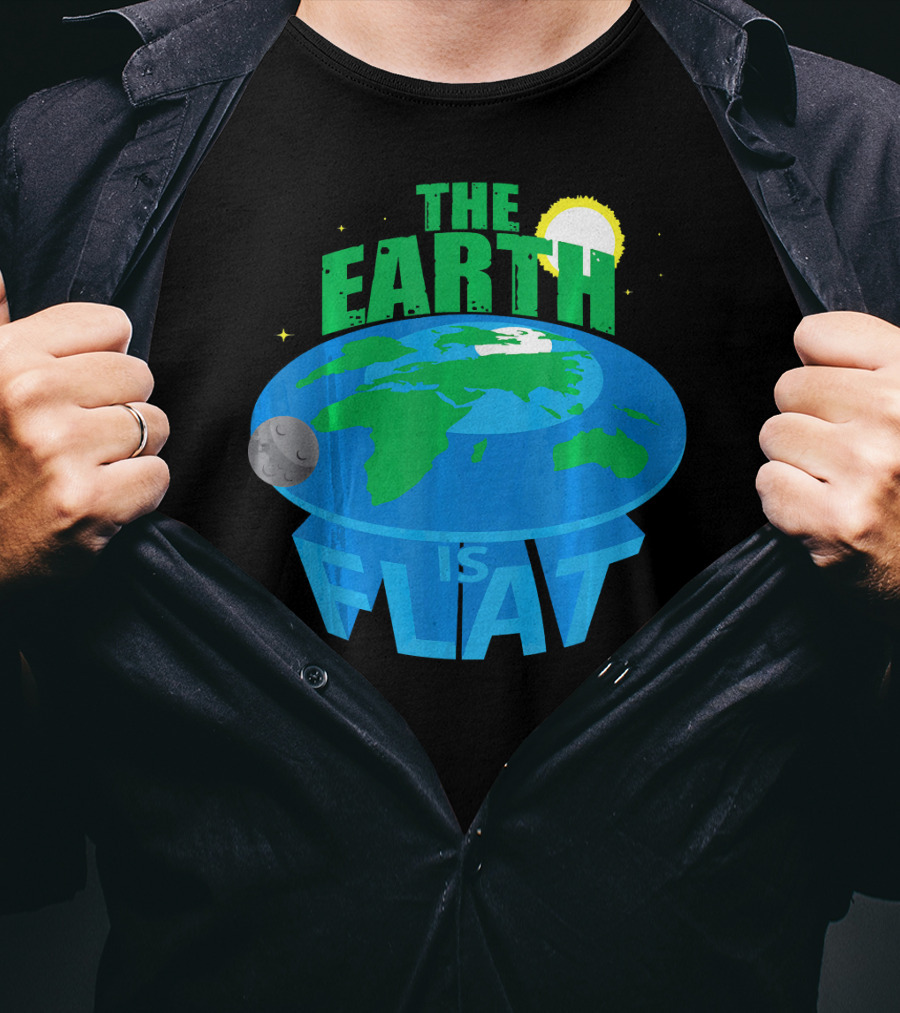 The Earth Is Flat Moon Sun Stars T-Shirt