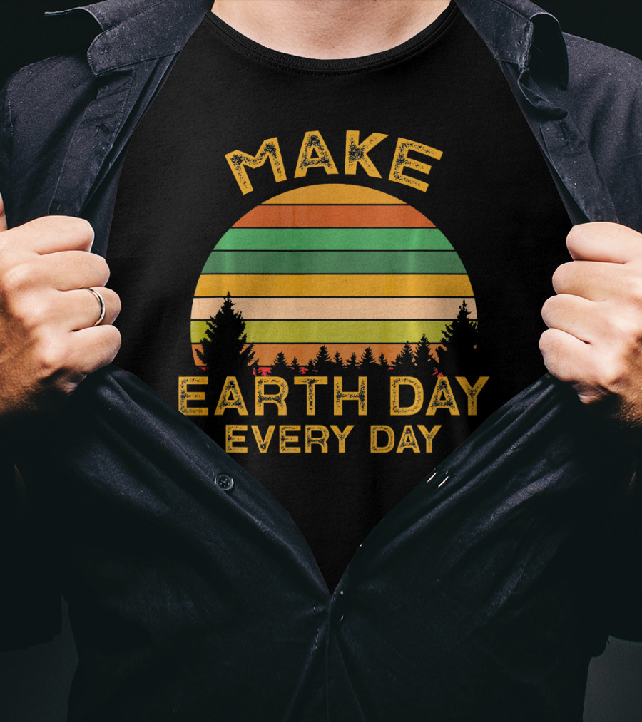 Make Earth Day Every Day Sunset Forest T-Shirt