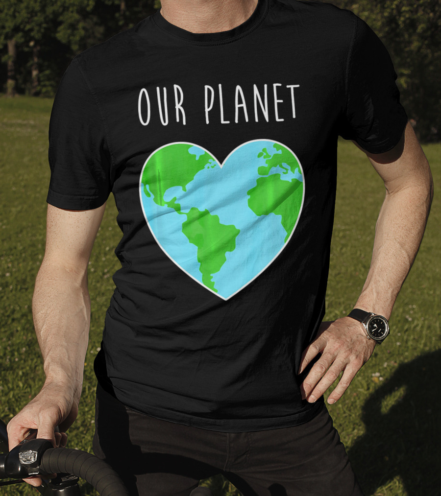 OUR PLANET Heart Earth Map Climate Change Awareness T-Shirt