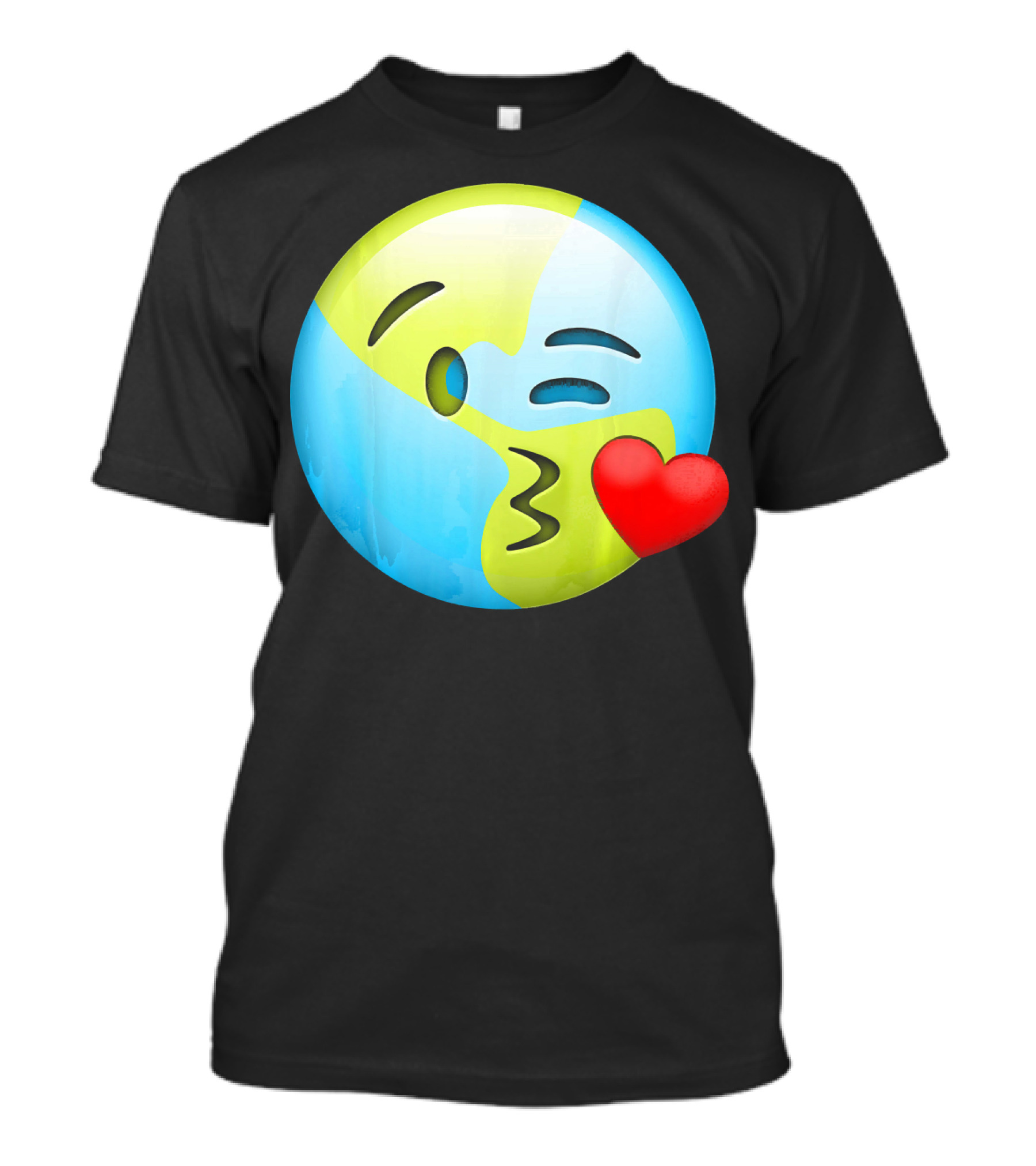 Cute Earth Day Kiss Emoji Lips Kids Emoticon T-Shirt
