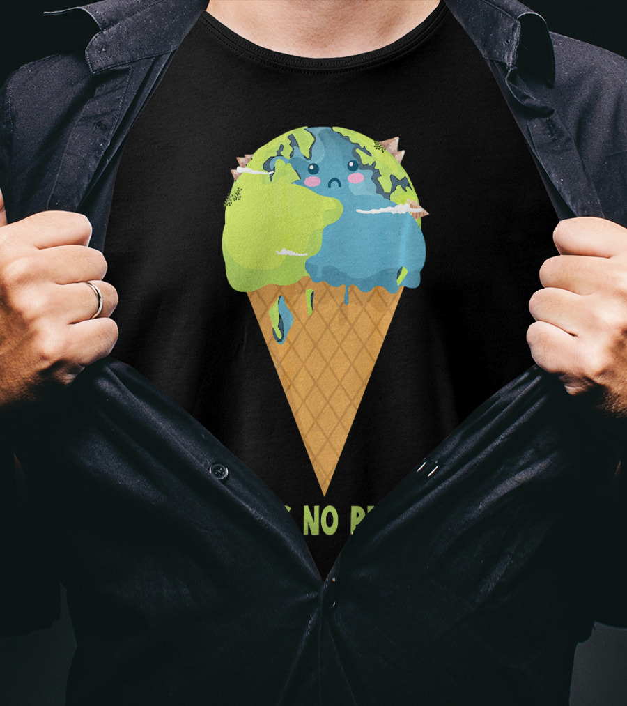 There Is No Planet B Earth Ice Cream Cone Cute Enviro T-Shirt
