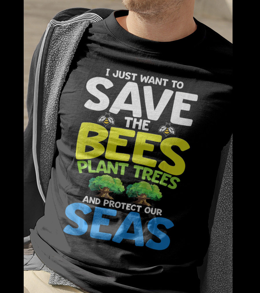 Save The Bees Plant Trees Protect Our Seas Earth Day Kids T-Shirt