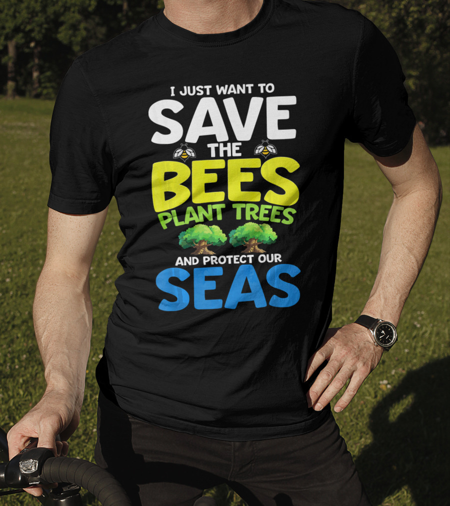 Save The Bees Plant Trees Protect Our Seas Earth Day Kids T-Shirt