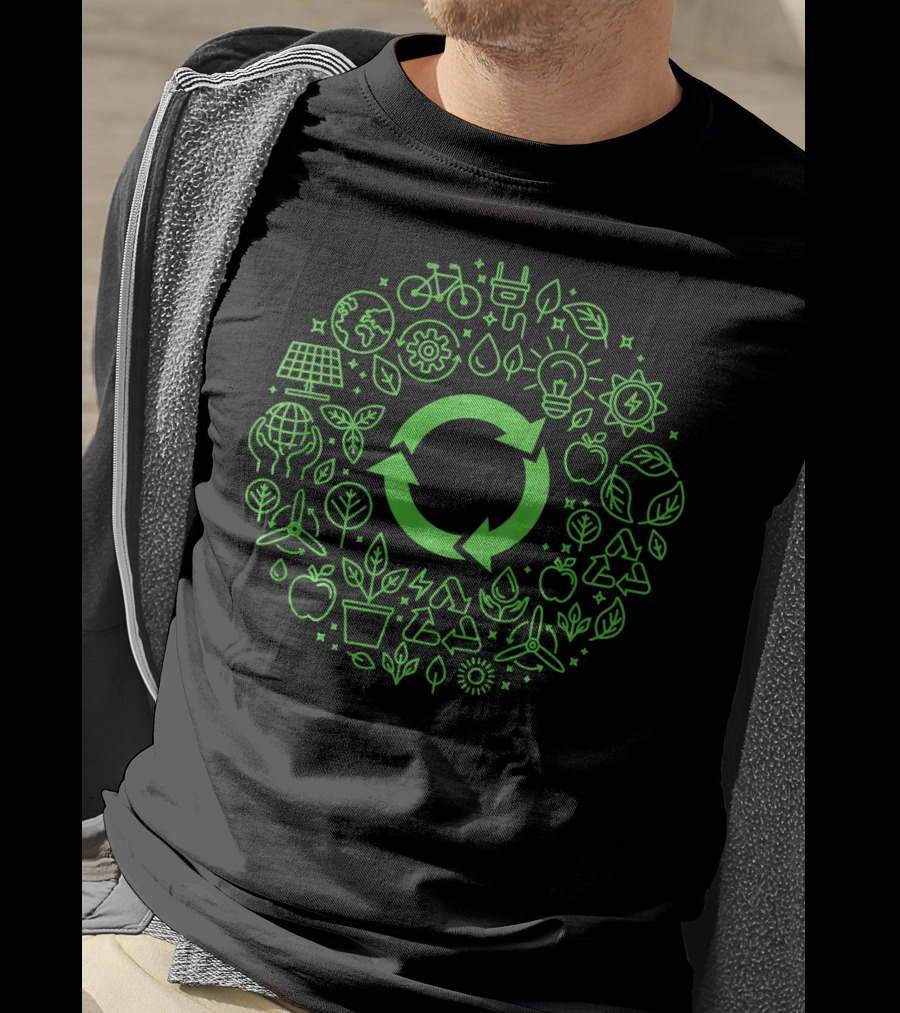 Earth Day Recycle Save Our Planet Eco-Friendly Symbol Icons T-Shirt