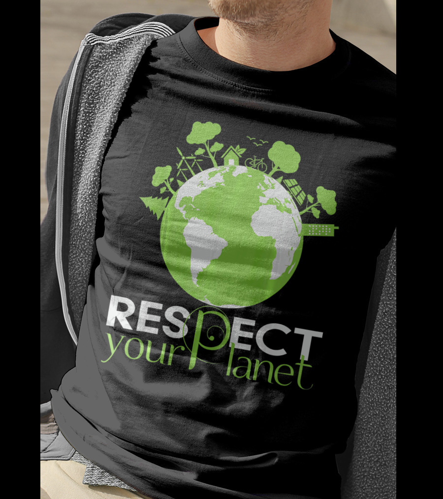 Respect Your Planet Earth Day Green Eco Symbols T-Shirt