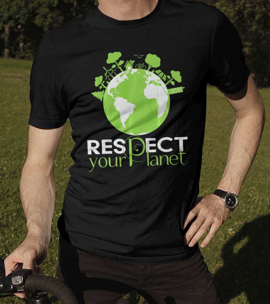 Respect Your Planet Earth Day Green Eco Symbols T-Shirt
