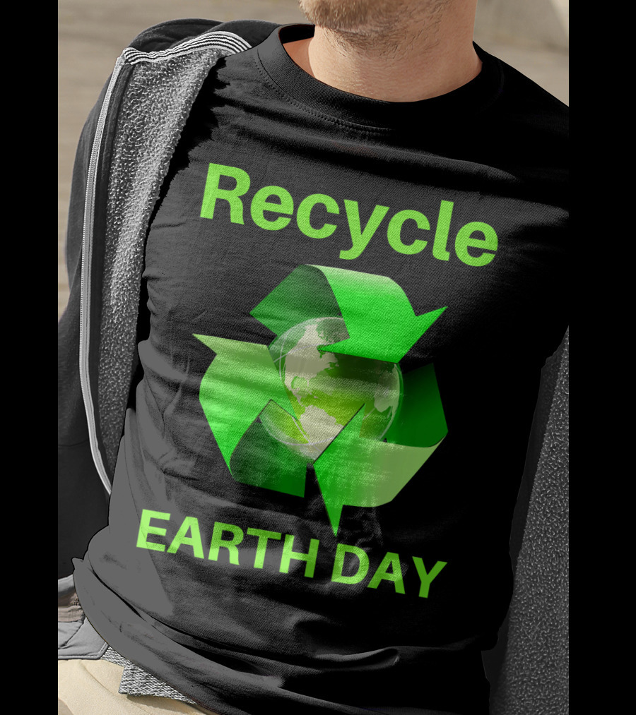 Recycle Earth Day Green Arrows Globe T-Shirt