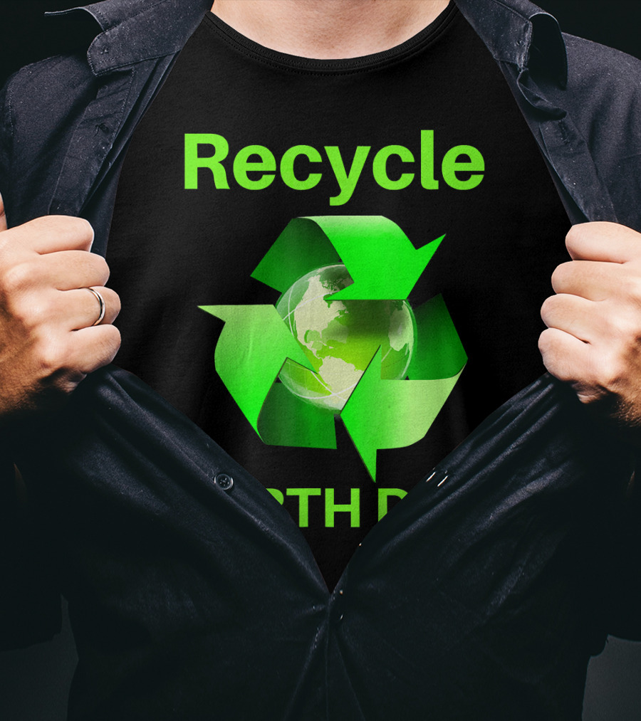 Recycle Earth Day Green Arrows Globe T-Shirt