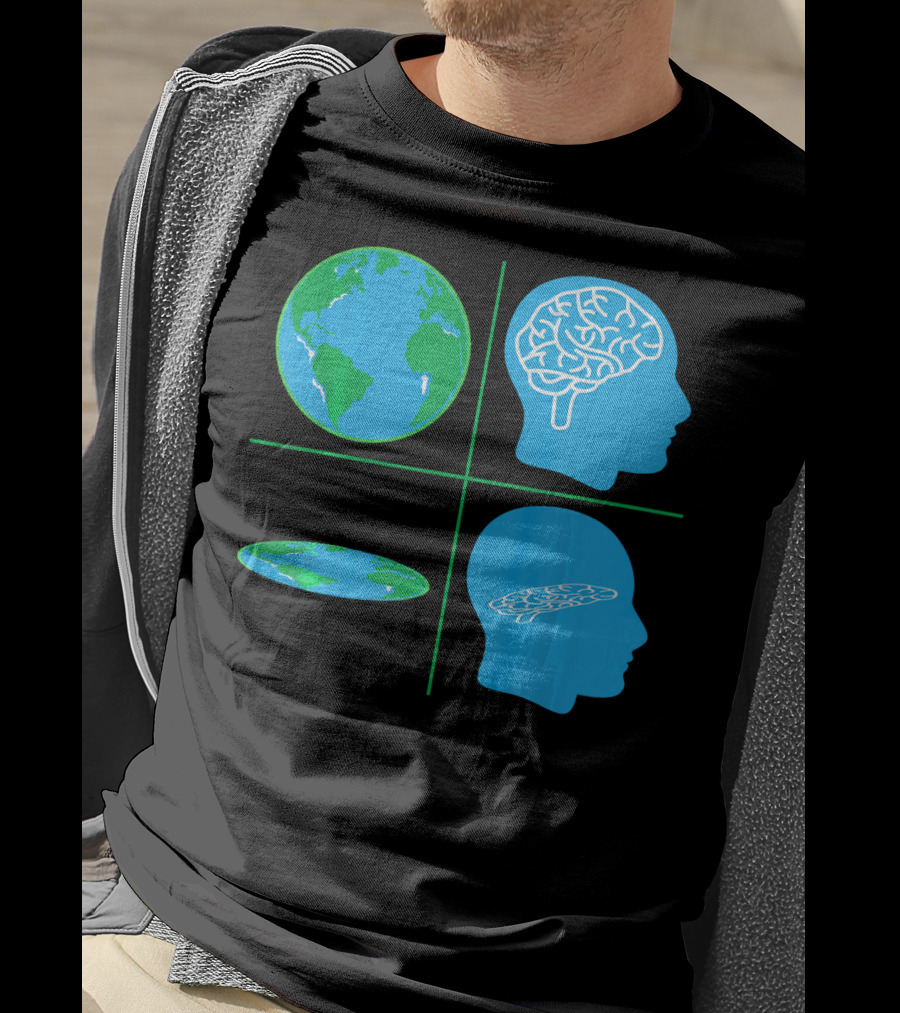 Flat Earth Society Flat Brain Memes Globes And Brain Flatheads T-Shirt