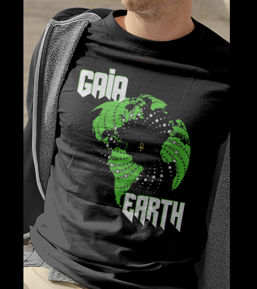 Gaia Earth Ankh Starry Globe T-Shirt