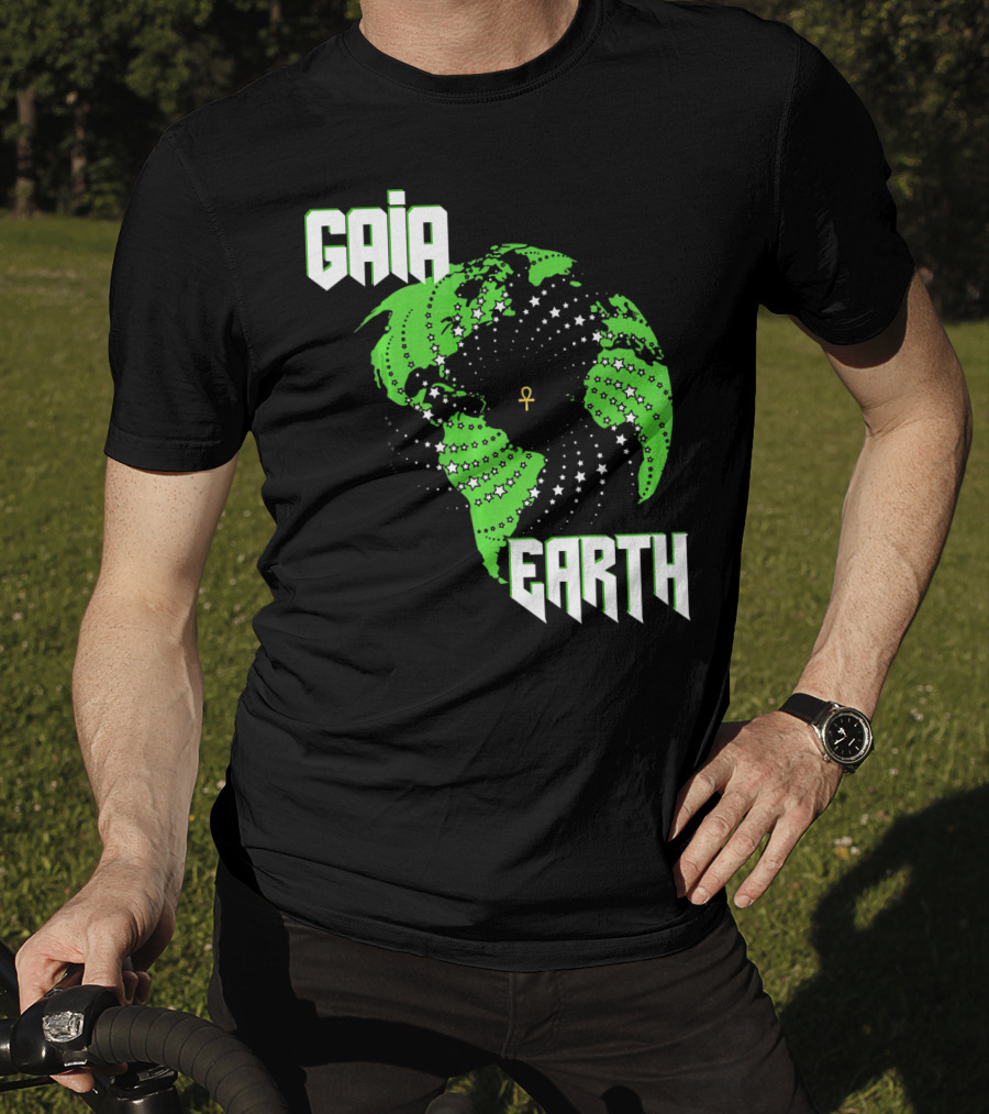 Gaia Earth Ankh Starry Globe T-Shirt