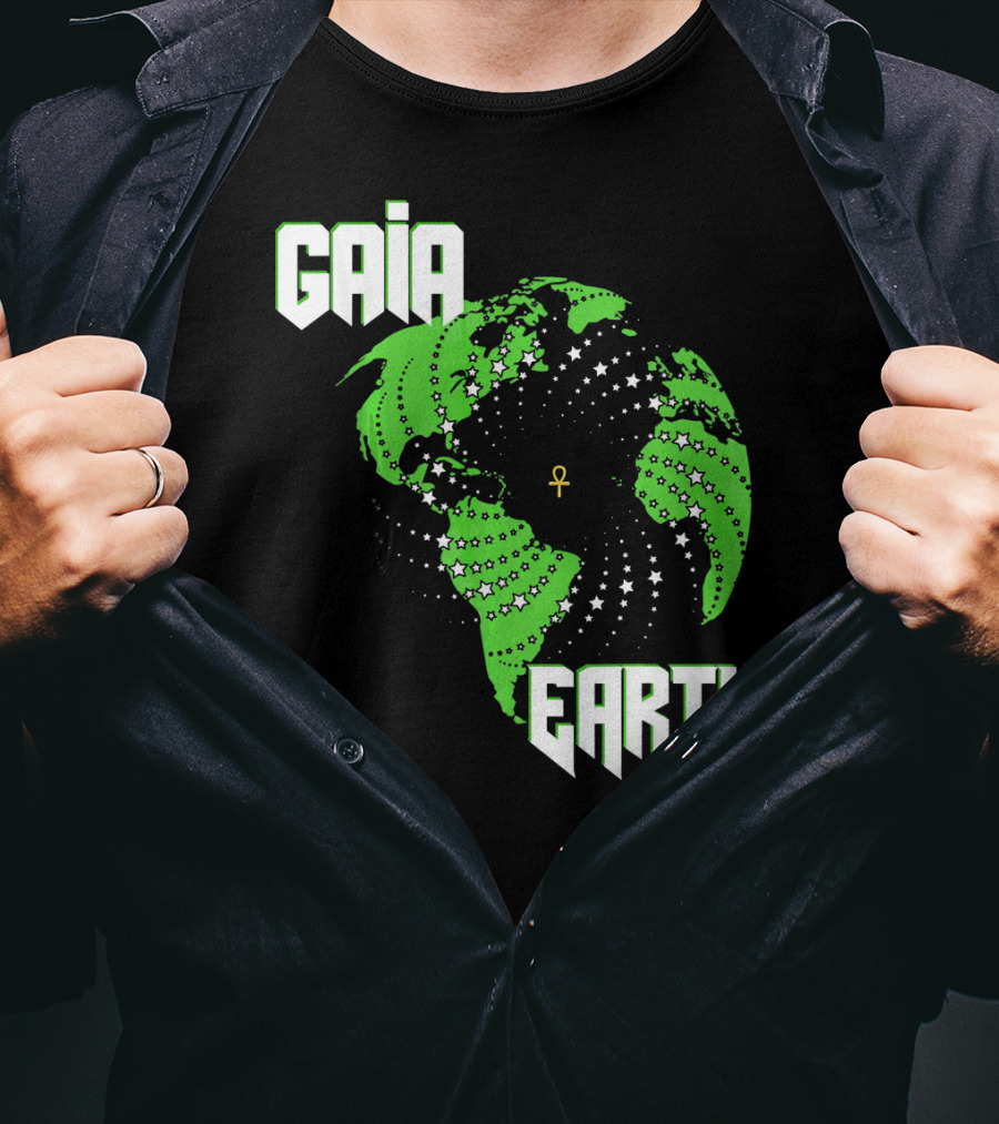 Gaia Earth Ankh Starry Globe T-Shirt
