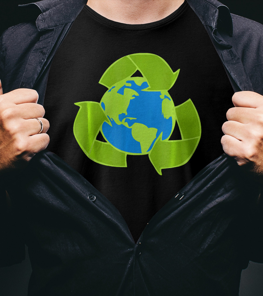 Planet Earth Recycle Symbol Env Eco-Friendly T-Shirt