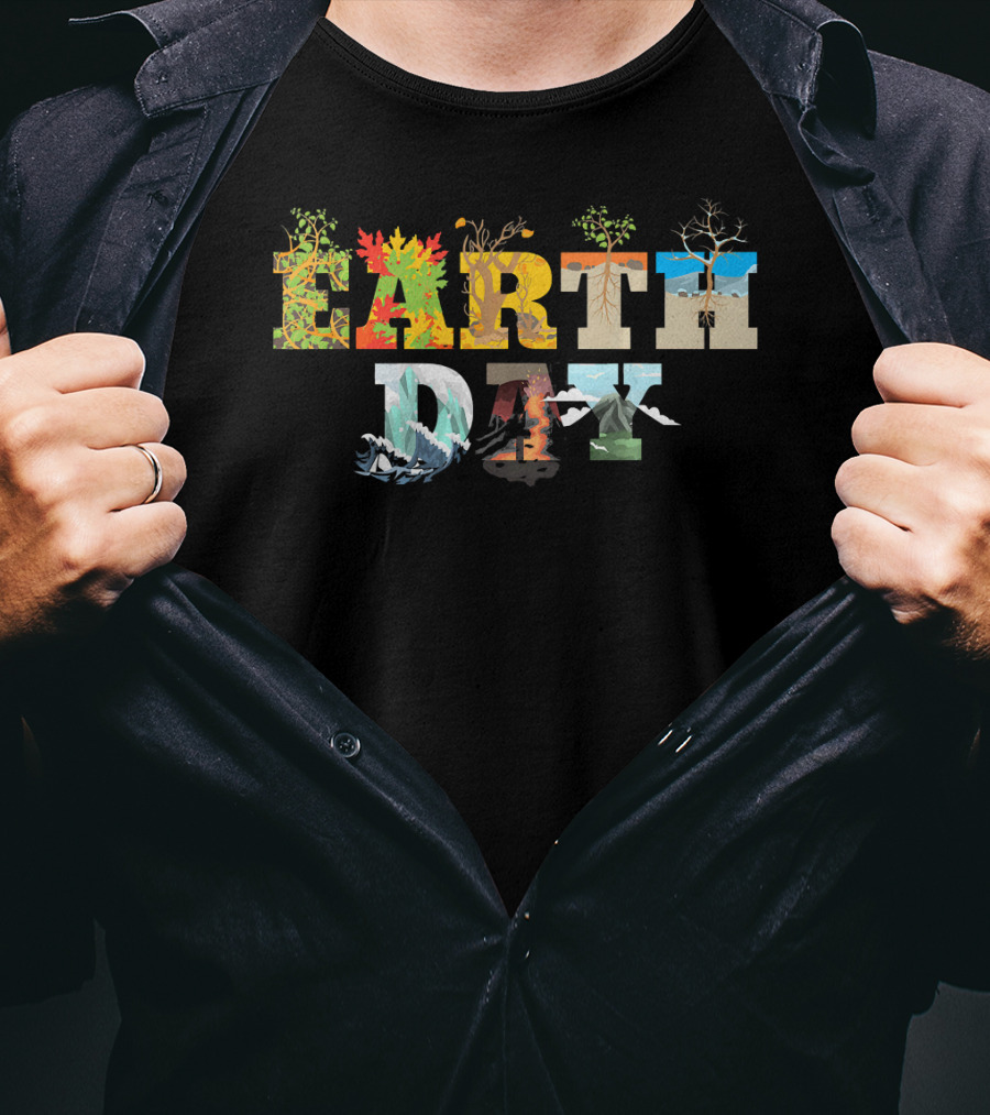 Earth Day Natural Elements Trees Mountains Seasons T-Shirt