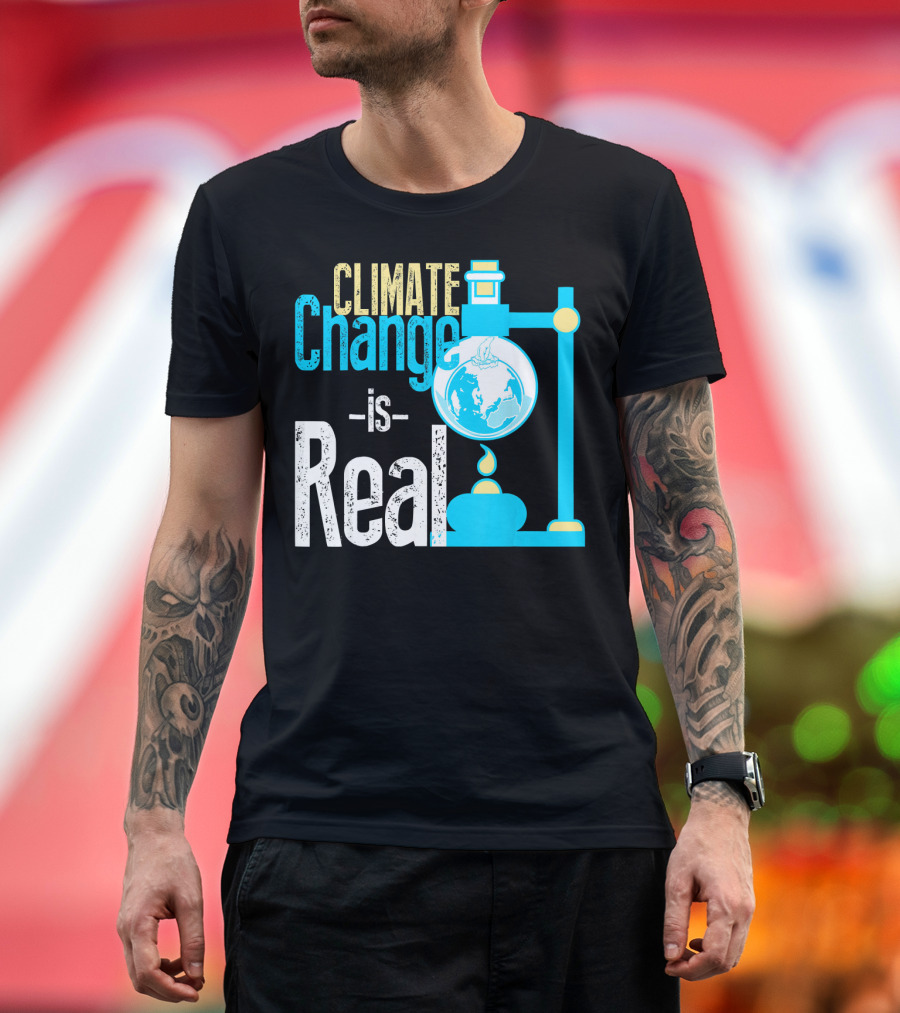 Climate Change Is Real Earth on Fire Scientific T-Shirt