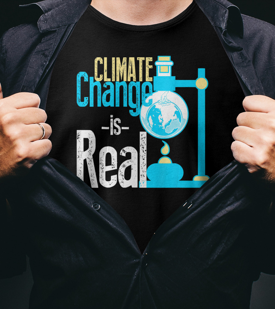 Climate Change Is Real Earth On Fire Scientific T-Shirt