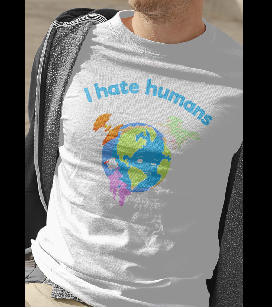 I Hate Humans Earth With Pollution Icons Earth Day Every Day T-Shirt