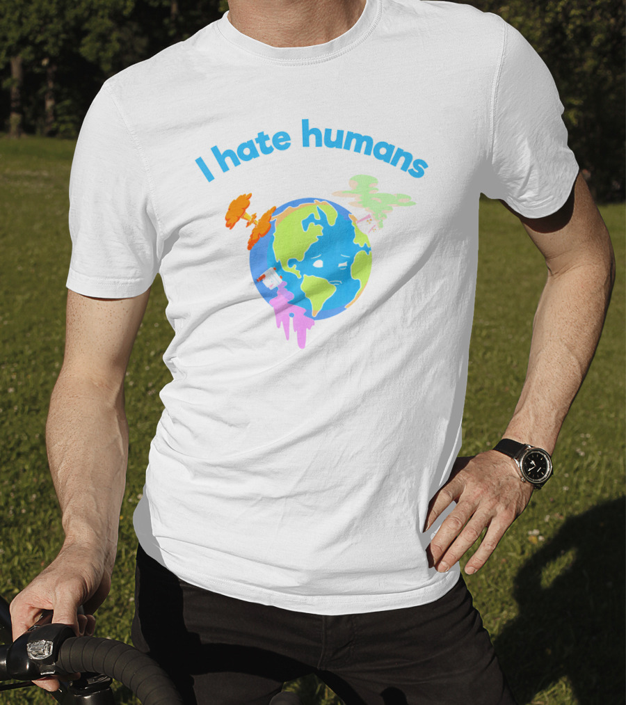 I Hate Humans Earth With Pollution Icons Earth Day Every Day T-Shirt